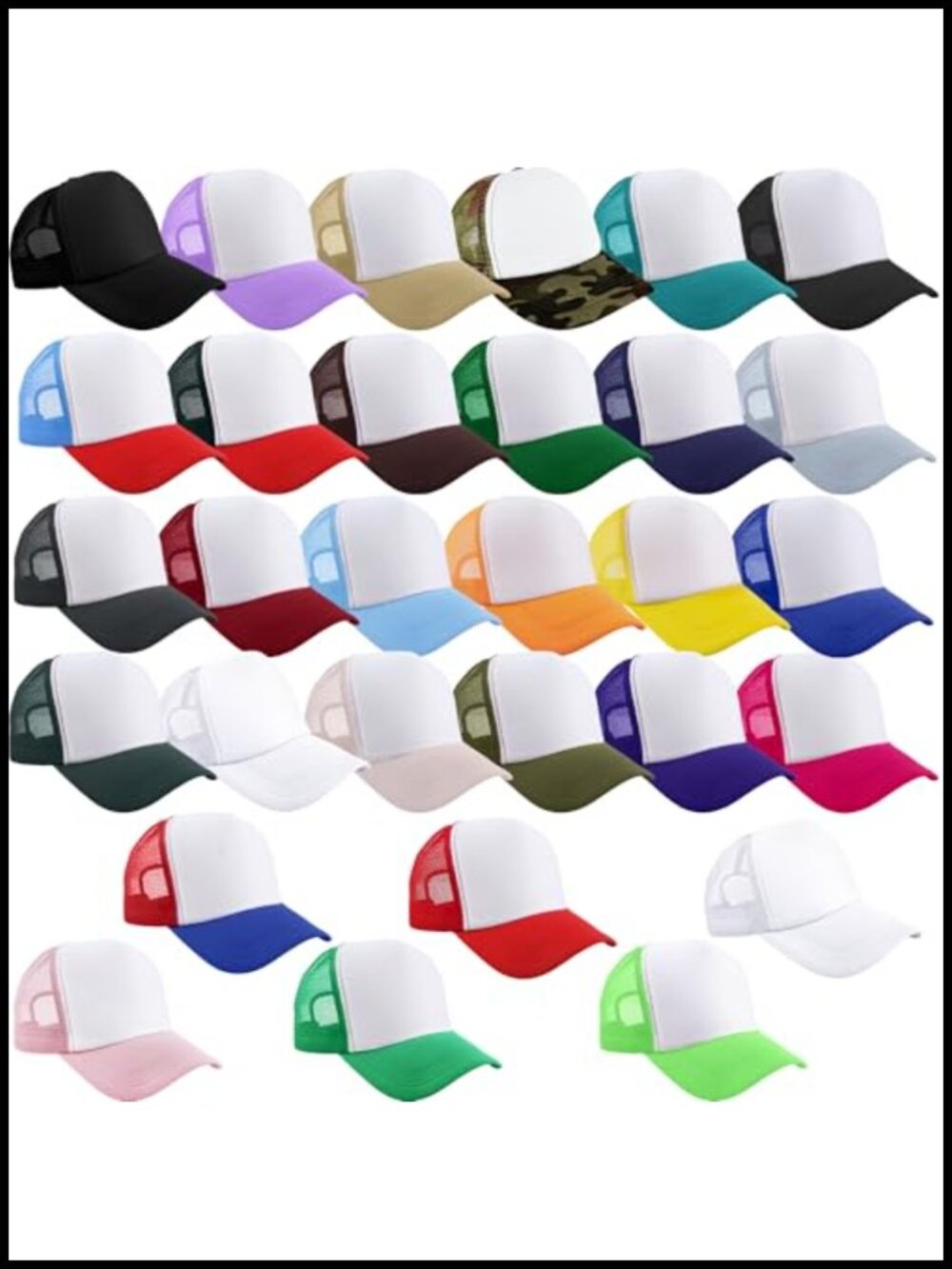 30 Pcs Kids DIY Sublimation Trucker Hats Mesh Baseball Caps Adjustable